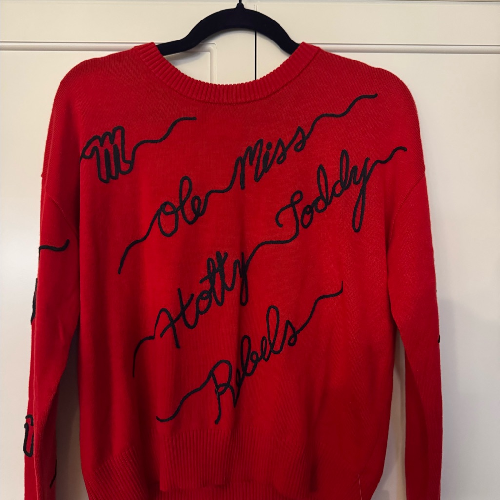 Red Women's Sweater With Ole Miss Script